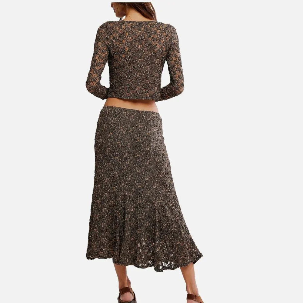 NWOT Free People women's Laney Long Sleeved Set Olive Green